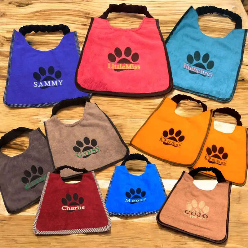 Custom Embroidered Paw Design Dog Bib: bibs with name in paw