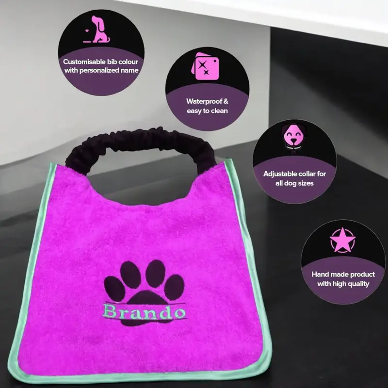 Custom Embroidered Paw Design Dog Bib: brando in paw
