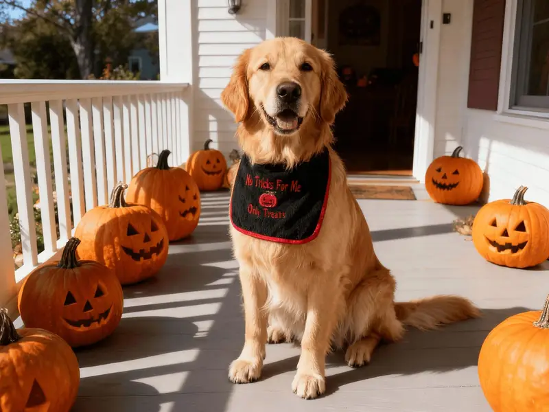 Halloween ‘No tricks for me Only treats’ dog spooky bib: haloween no tricks