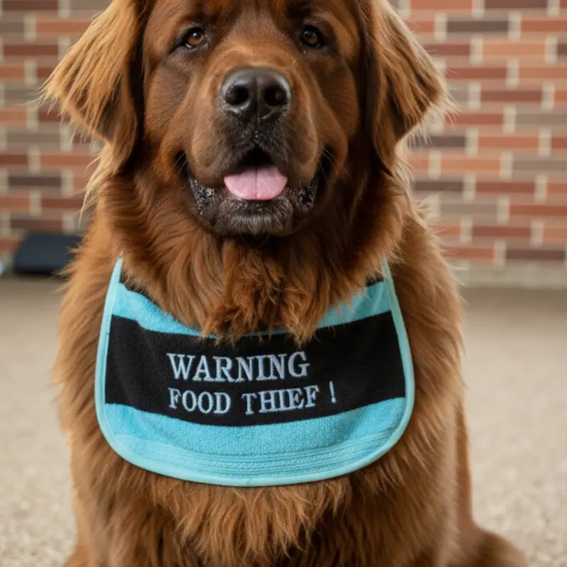 Exclusive 2-Colour Dog Bib: food thief