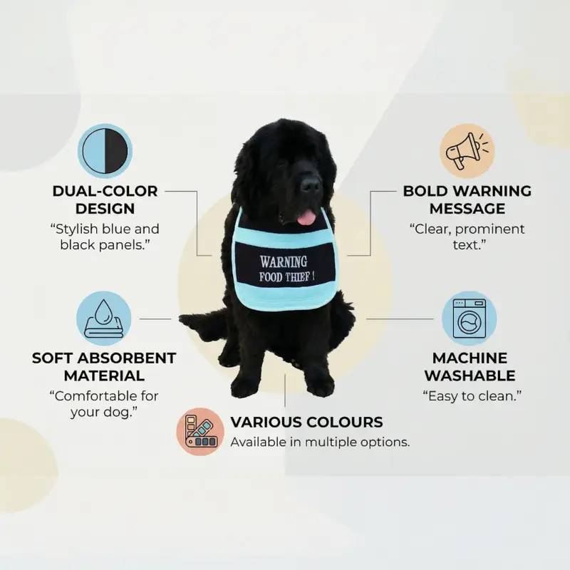 Exclusive 2-Colour Dog Bib: food thief