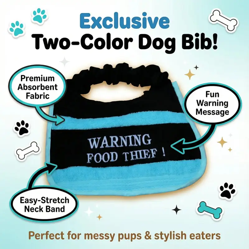 Exclusive 2-Colour Dog Bib: food thief