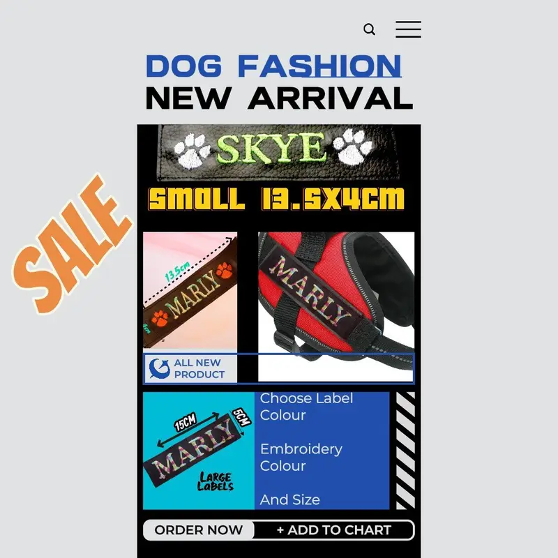 Personalised dog harness labels: untitled