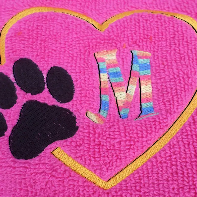 Dog Initials in heart dog bib with rainbow thread, photo 3