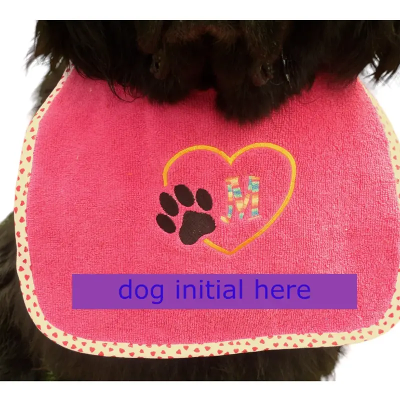 Dog Initials in heart dog bib with rainbow thread, photo 5