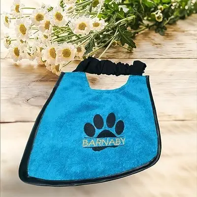 Custom Embroidered Paw Design Dog Bib: barnaby