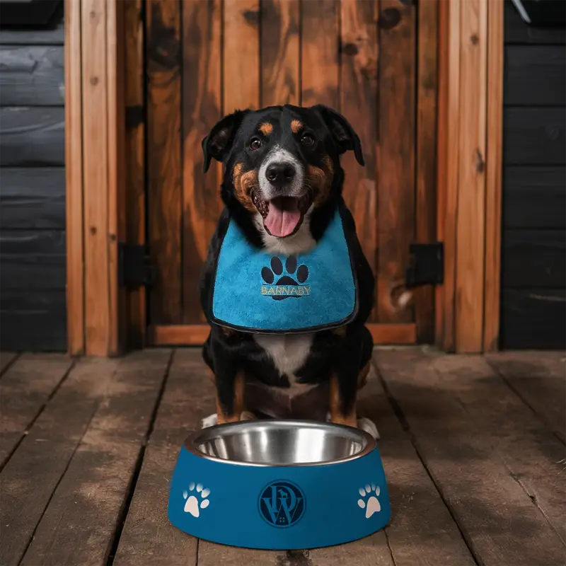 Custom Embroidered Paw Design Dog Bib: barnaby