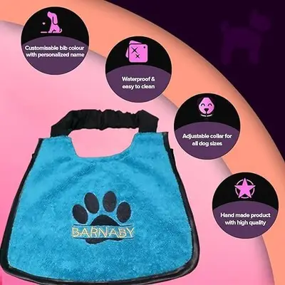 Custom Embroidered Paw Design Dog Bib: barnaby