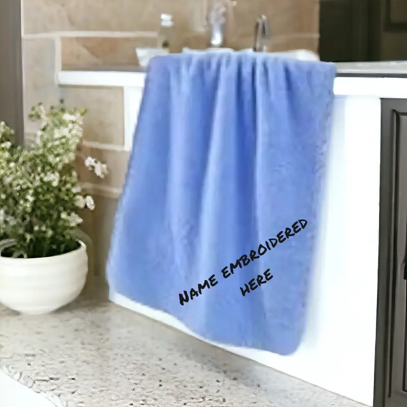Personalised microfibre hand/face/pet towel: blue towel