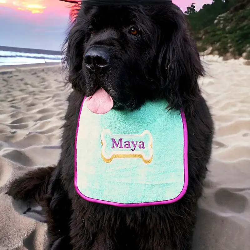 Dog personalised bib with 3D bone design: bone border