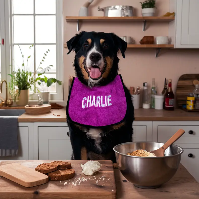 Bib for dog drool: charlie