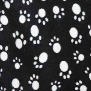 Fleece dog bib: fleece black with white paws