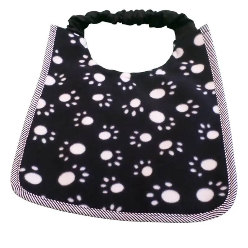 Fleece dog bib: fleece paw prints black
