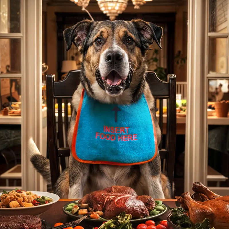 Custom ‘INSERT FOOD HERE’ Dog Bib: food goeshere