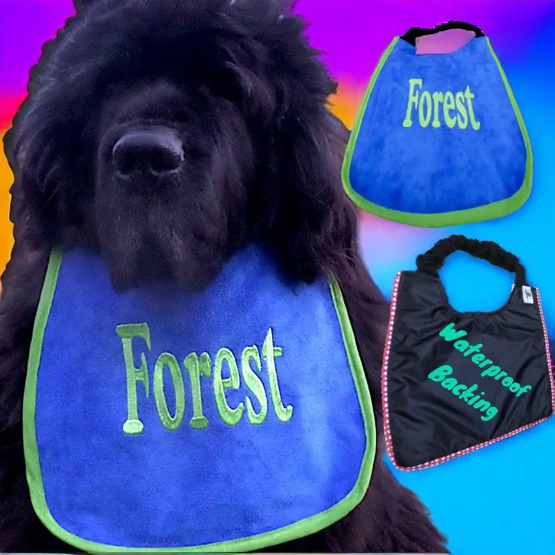 Personalised with your dog’s name bib: forest