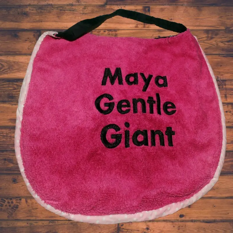 Personalised dog bib with name/wording: gentle