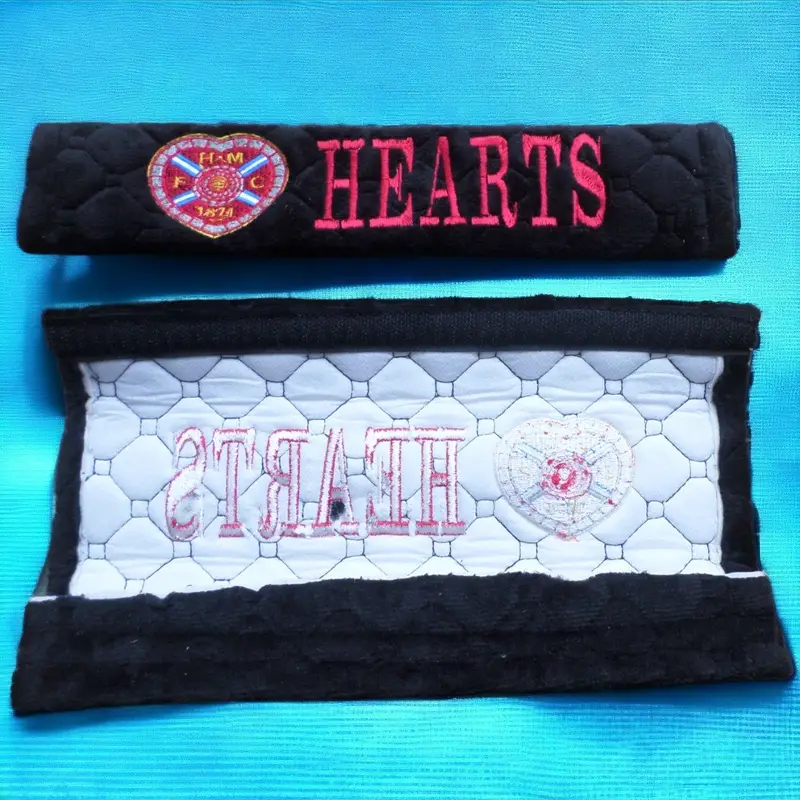 personalised car seat belt covers (Pair) -washable: hearts
