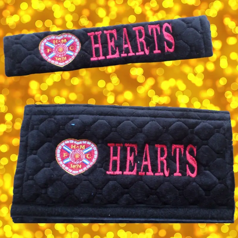 personalised car seat belt covers (Pair) -washable: hearts