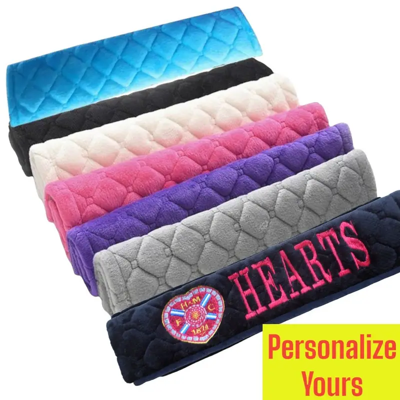 personalised car seat belt covers (Pair) -washable: hearts