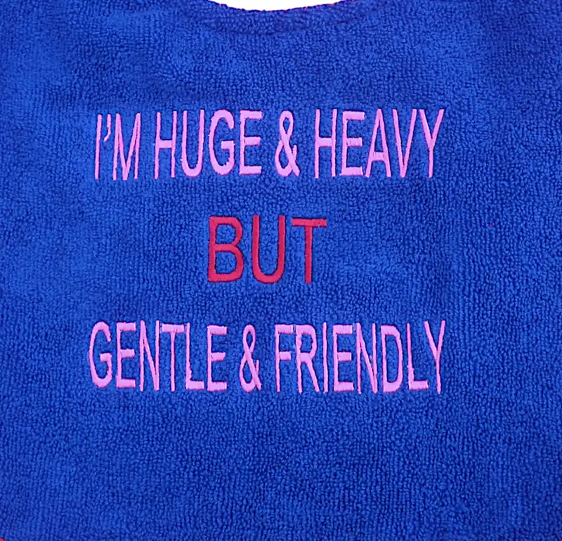 Huge & heavy sarcastic & cute dog fashionable bib: huge and heavy