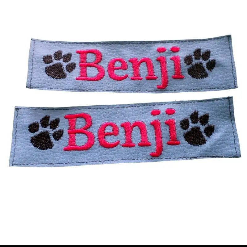 Dog harness labels (pair) personalised with name & paws, photo 4
