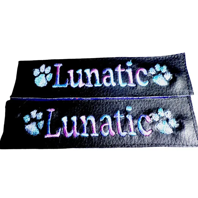 Personalised dog harness labels: labels lunatic