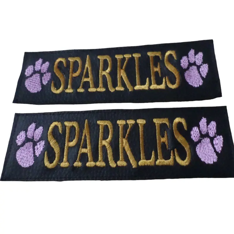 Embroidered dog harness labels: labels sparkles