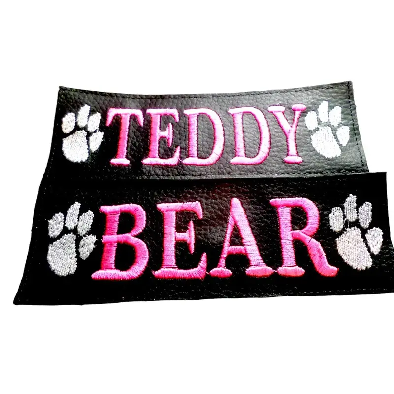 Personalised dog harness labels: labels teddy bear