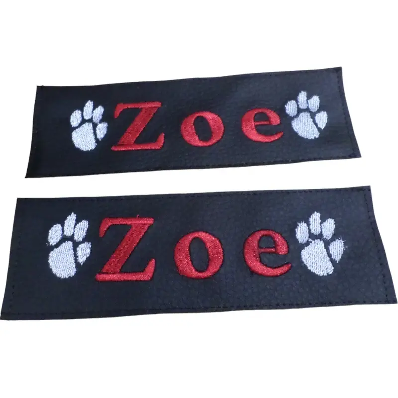 Personalised dog harness labels: labels zoe