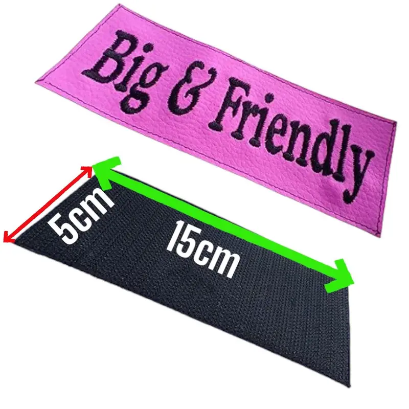 Embroidered dog harness labels: large labels