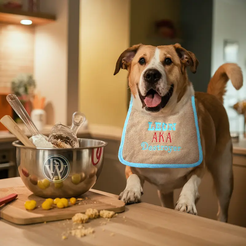 AKA exclusive personalised Dog Bib: leon aka destroyer