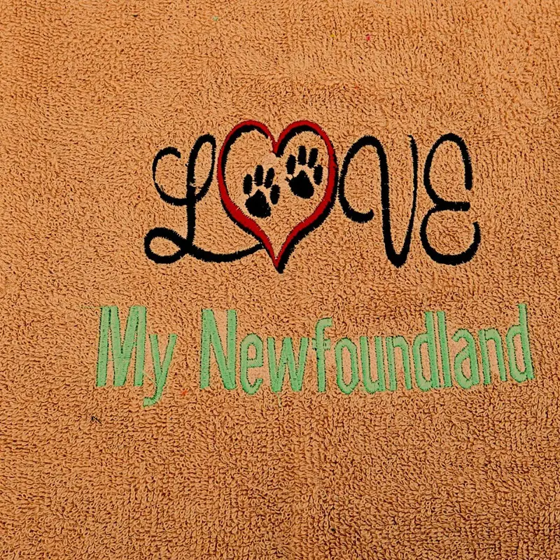 Dog bib with breed or name embroidered: love my newfoundland
