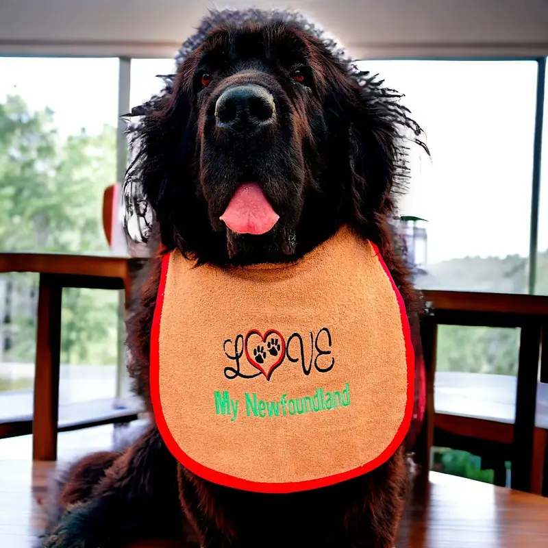 Dog bib with breed or name embroidered: love my newfoundland