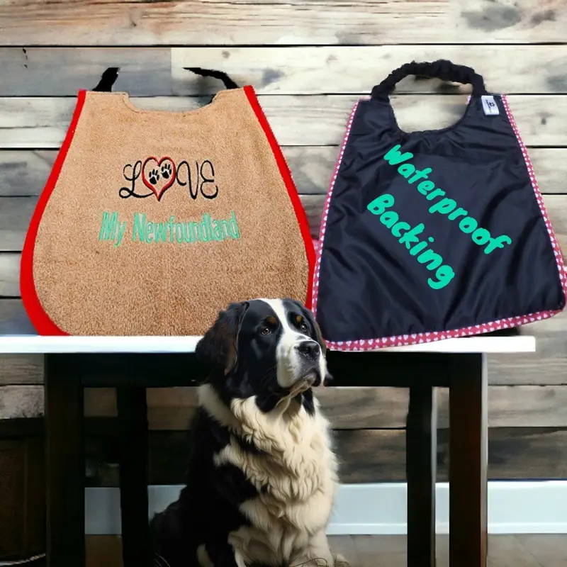 Dog bib with breed or name embroidered: love my newfy