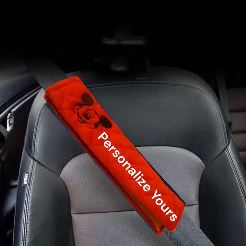 Cartoon mouse embroidered personalised seat belt covers