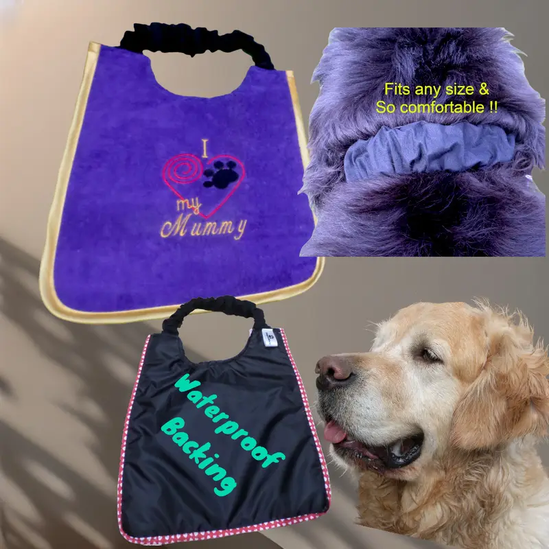 I Love my mummy with paw & heart dog bib (3 col embroidery), photo 3