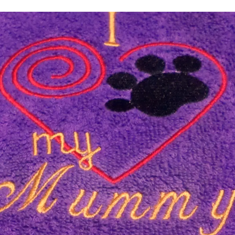 I Love my mummy with paw & heart dog bib (3 col embroidery), photo 2