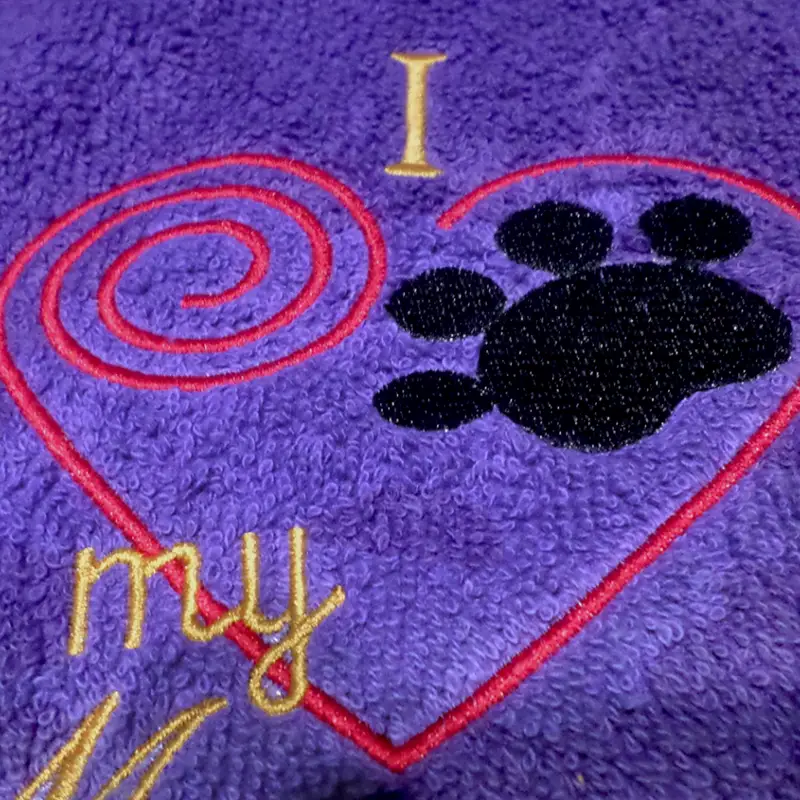 I Love my mummy with paw & heart dog bib (3 col embroidery), photo 8