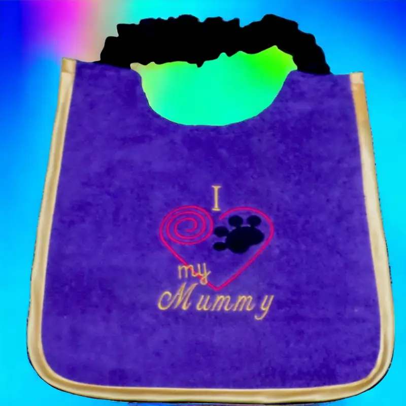 I Love my mummy with paw & heart dog bib (3 col embroidery), photo 4