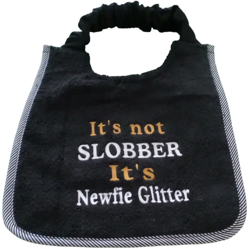 Newfoundland Dog Bib: newfie glitter blk gold wht phot