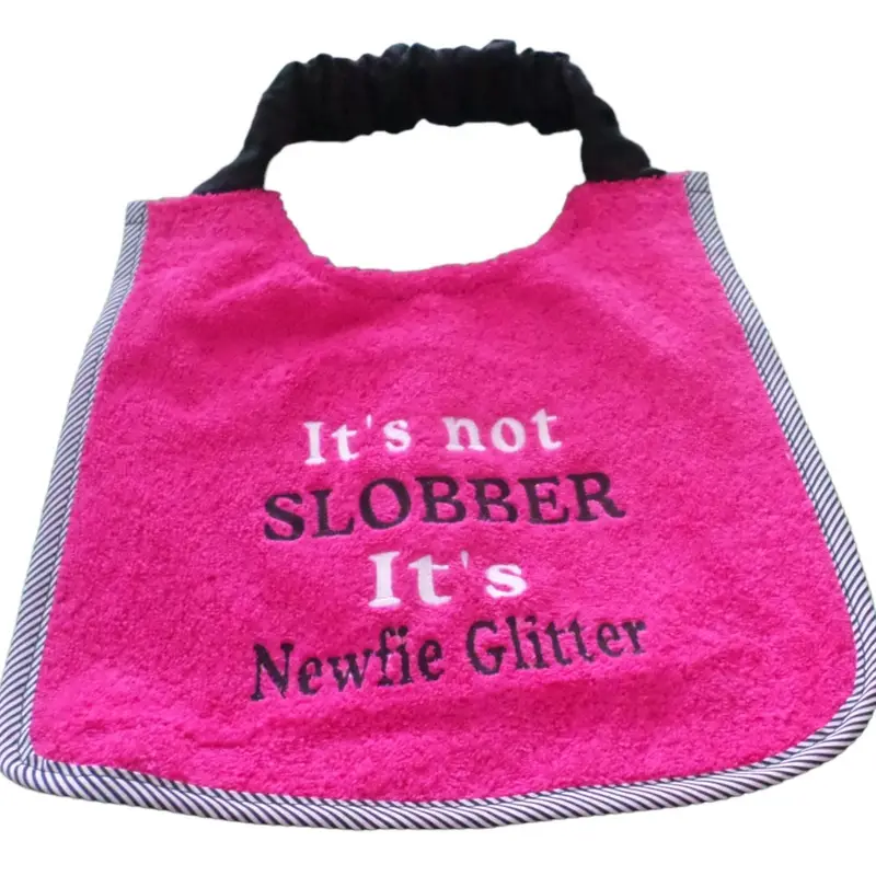 Newfoundland Dog Bib: newfie glitter fpink white blk