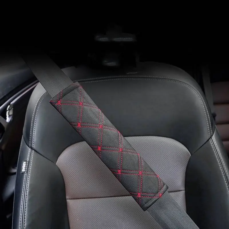 Faux Leather seat Belt Covers (Pair) personalised with name: patterned seat belts