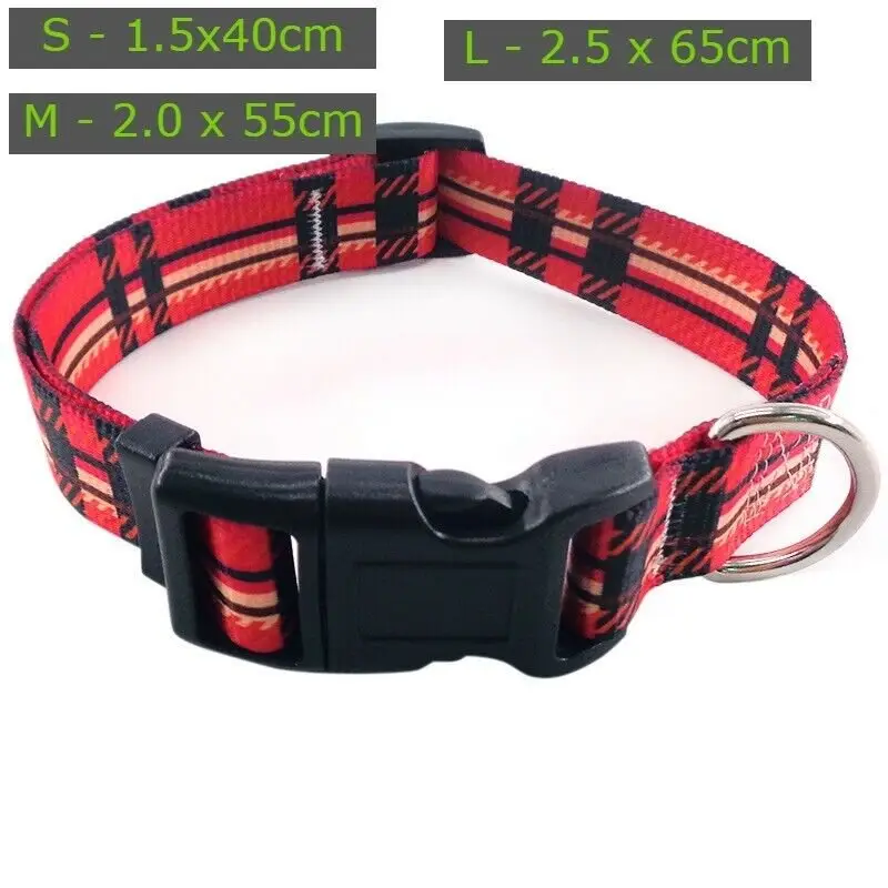 Tartan design dog collar: sizes