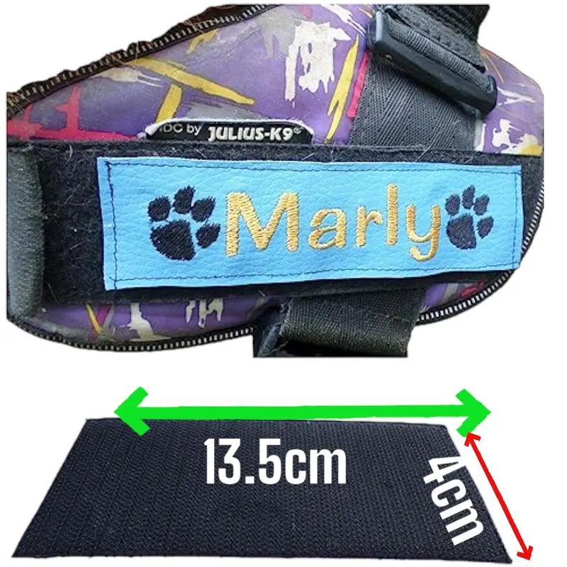Embroidered dog harness labels: small labels