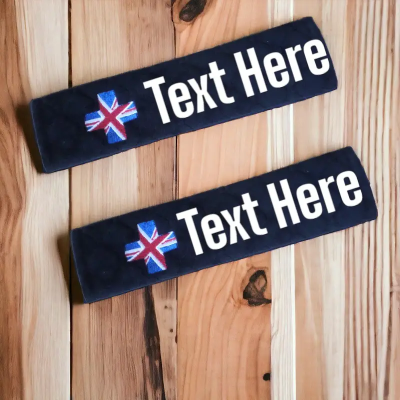 Union Flag personalised car seat belt covers (Pair) -washable & stylish: uk flag