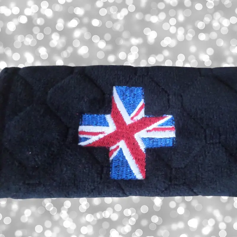 Union Flag personalised car seat belt covers (Pair) -washable & stylish: uk flag