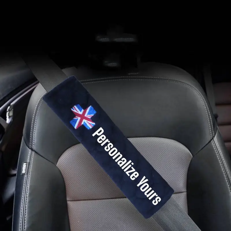 Union Flag personalised car seat belt covers (Pair) -washable & stylish: uk flag