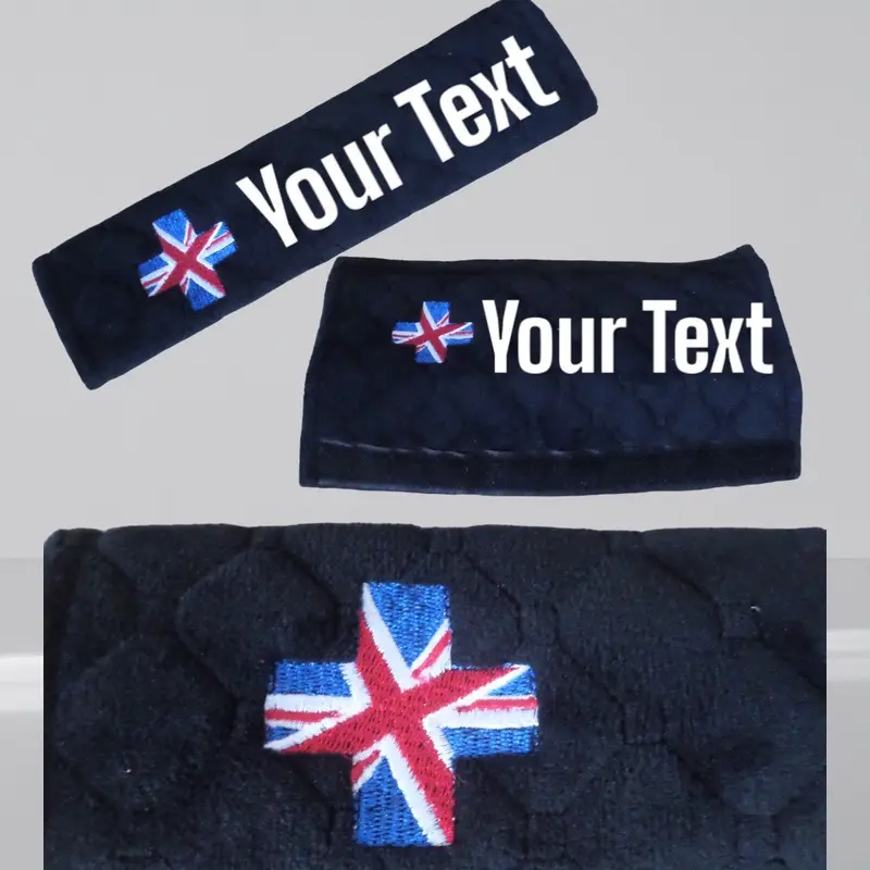 Union Flag personalised car seat belt covers (Pair) -washable & stylish: uk flag