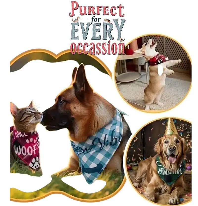 Plaid Dog Bandanas Set of 3: bandana printed