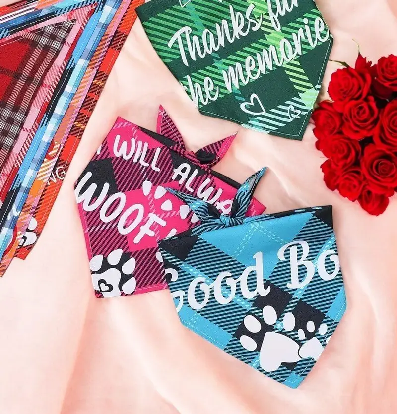 Plaid Dog Bandanas Set of 3: bandana printed